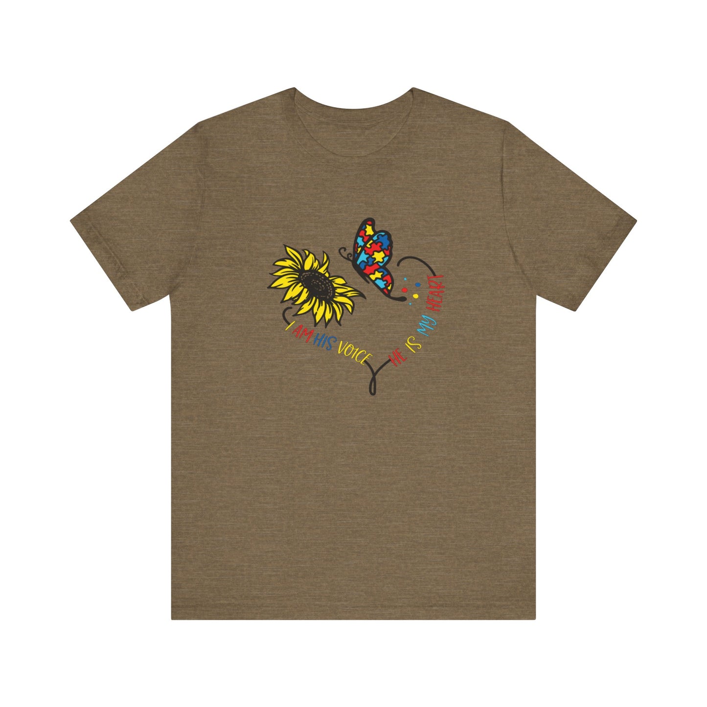 I Am His Voice, He Is My Heart Autism Shirt, Jersey Short Sleeve Tee