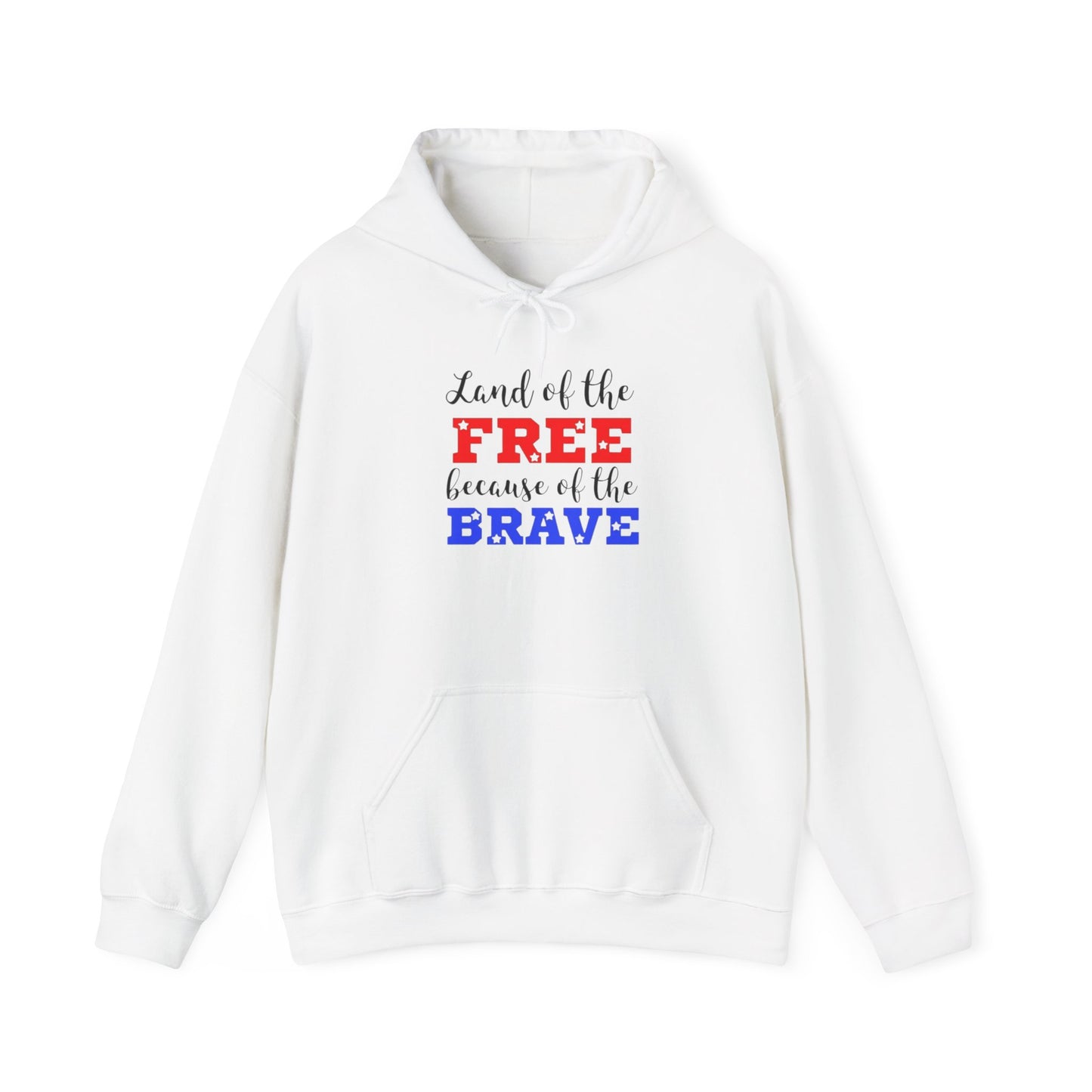 Land of The Free Because of the Brave hoodie, Heavy Blend™ Hooded Sweatshirt