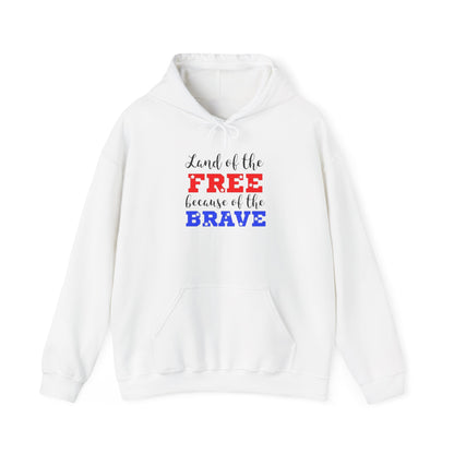 Land of The Free Because of the Brave hoodie, Heavy Blend™ Hooded Sweatshirt