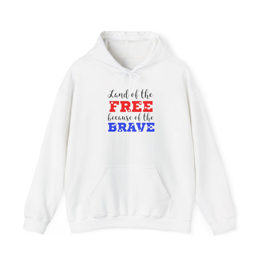 Land of The Free Because of the Brave hoodie, Heavy Blend™ Hooded Sweatshirt