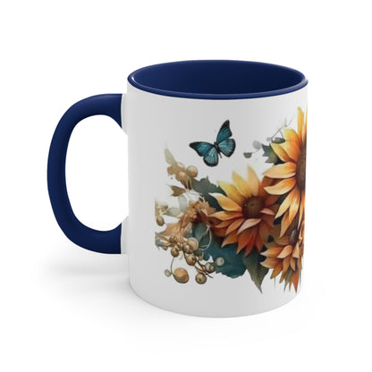 Butterflies and Sunflowers, Accent Coffee Mug, 11oz