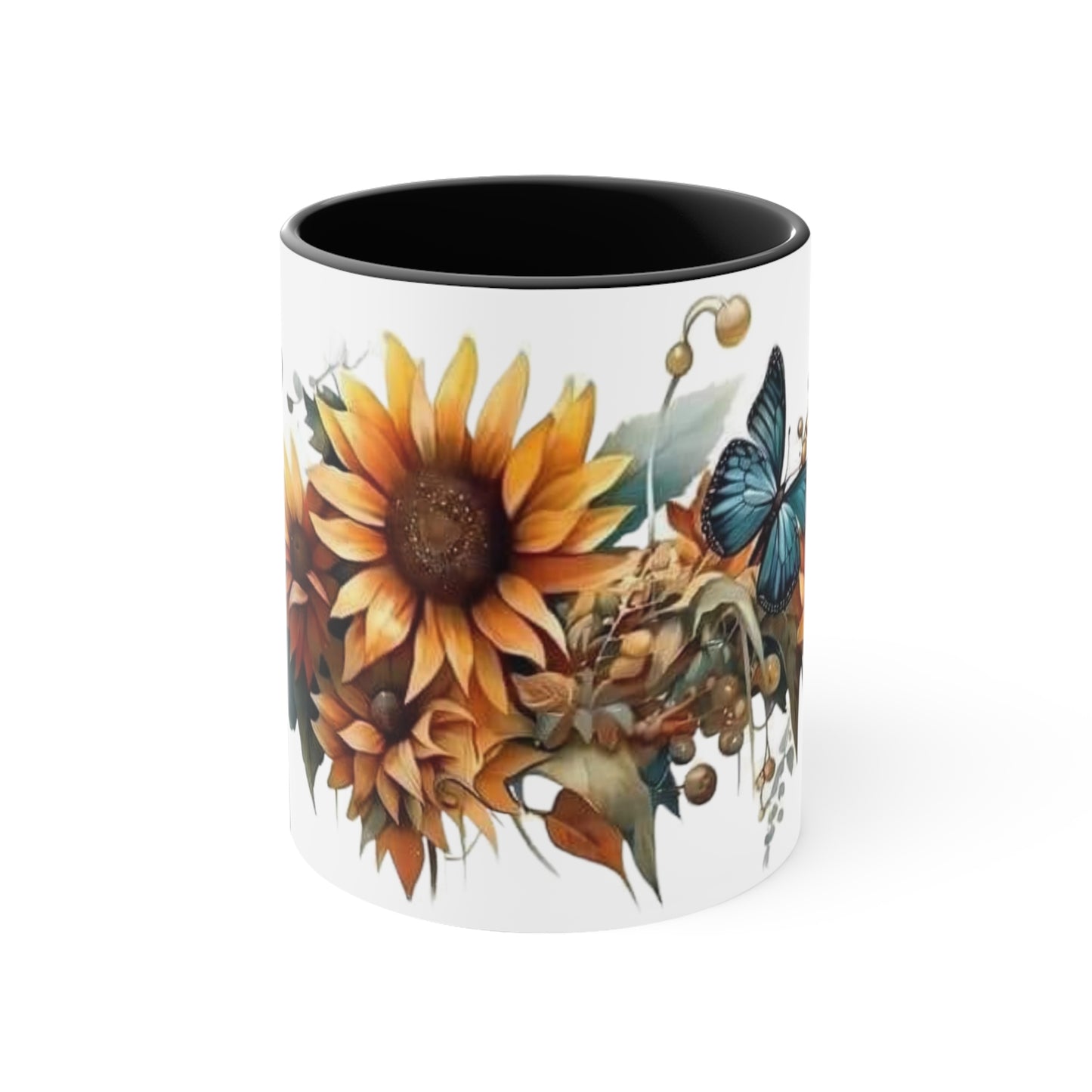 Butterflies and Sunflowers, Accent Coffee Mug, 11oz