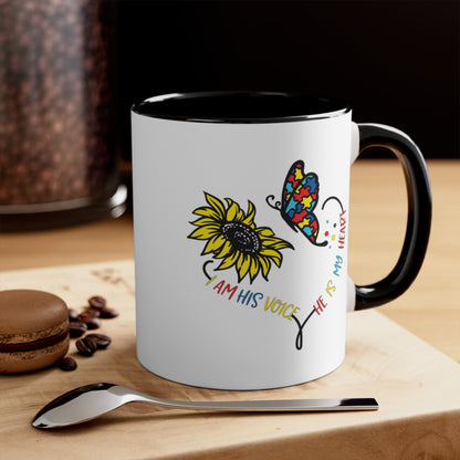 I Am His Voice, He Is My Heart,  Accent Coffee Mug, 11oz