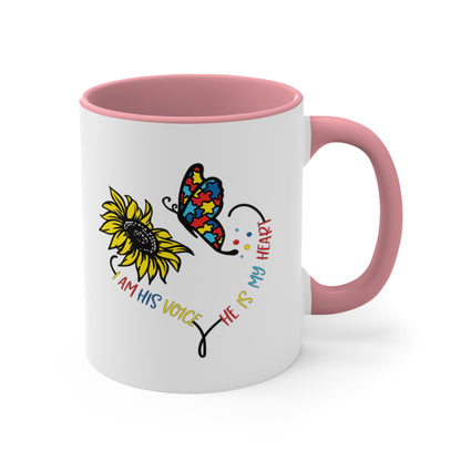 I Am His Voice, He Is My Heart,  Accent Coffee Mug, 11oz