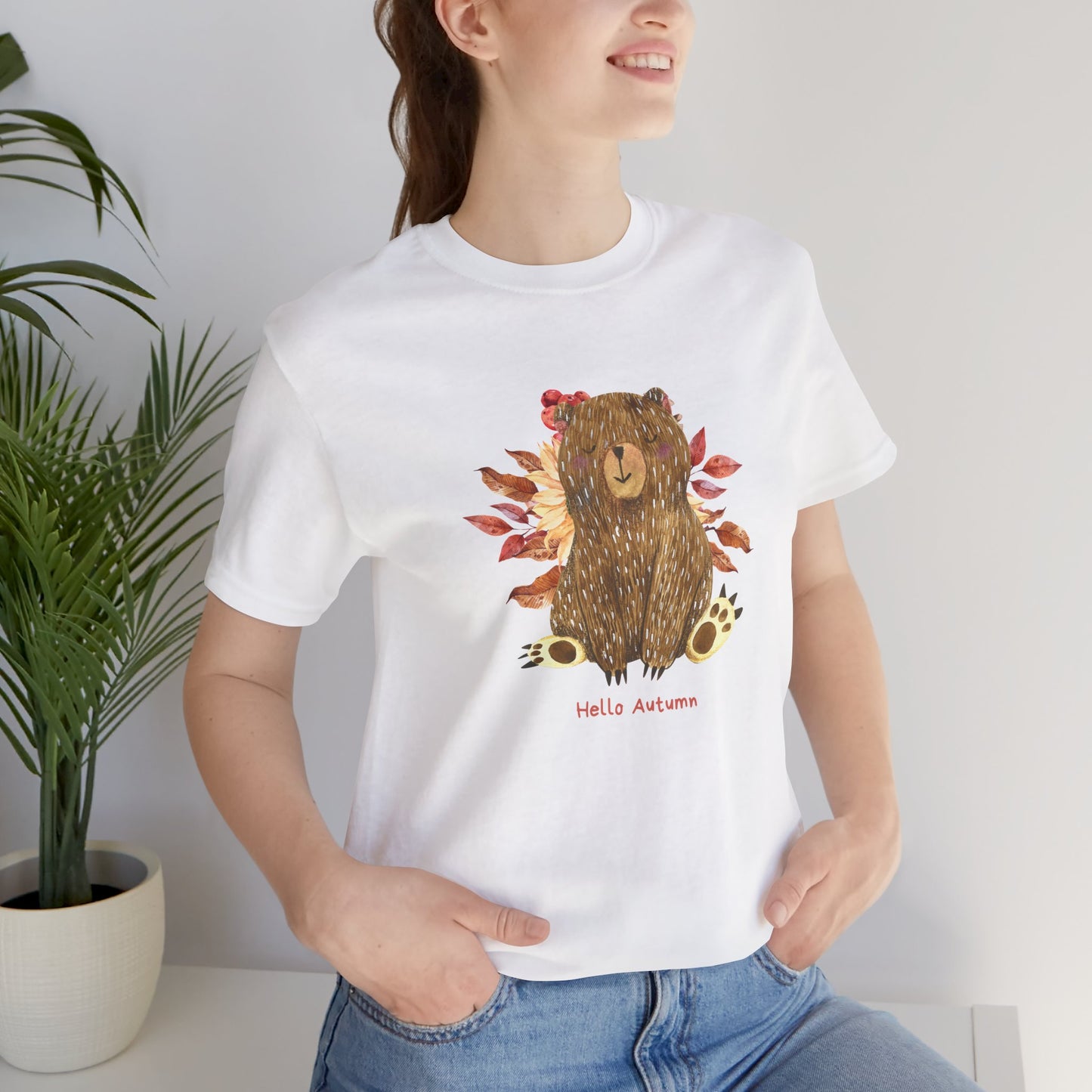 Hello Autumn Bear Jersey Short Sleeve Tee