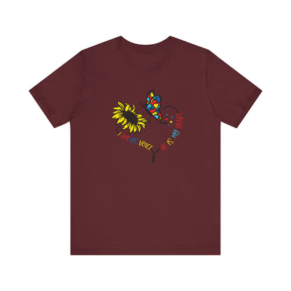 I Am His Voice, He Is My Heart Autism Shirt, Jersey Short Sleeve Tee