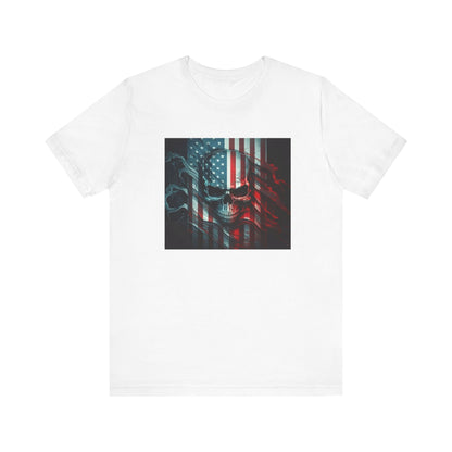Skull With American Flag, Jersey Short Sleeve Tee