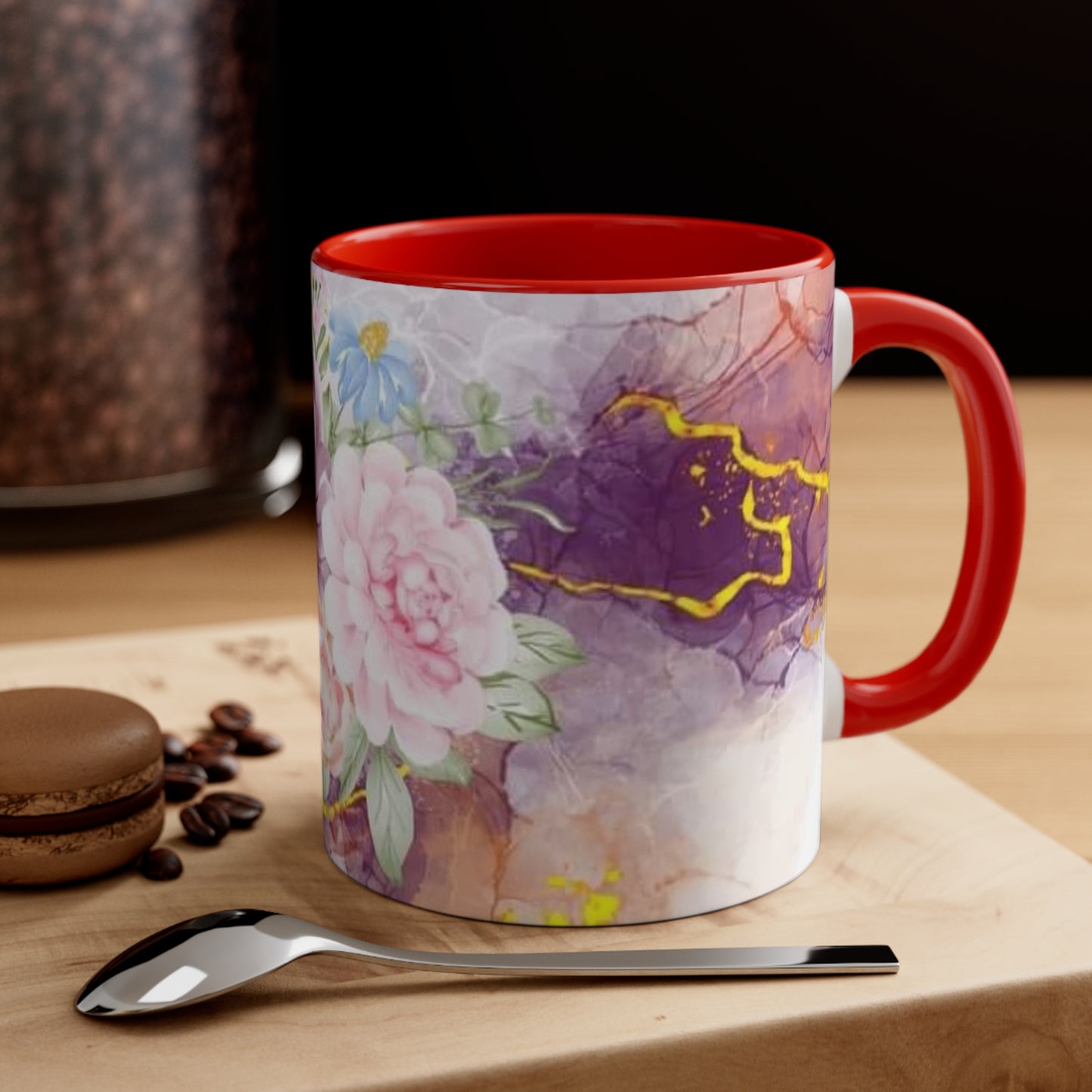Purple and Pink Electric Flowers, Accent Coffee Mug, 11oz