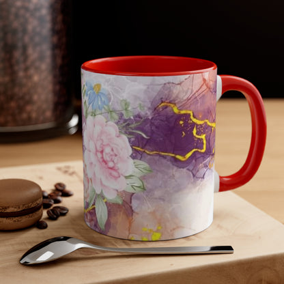 Purple and Pink Electric Flowers, Accent Coffee Mug, 11oz