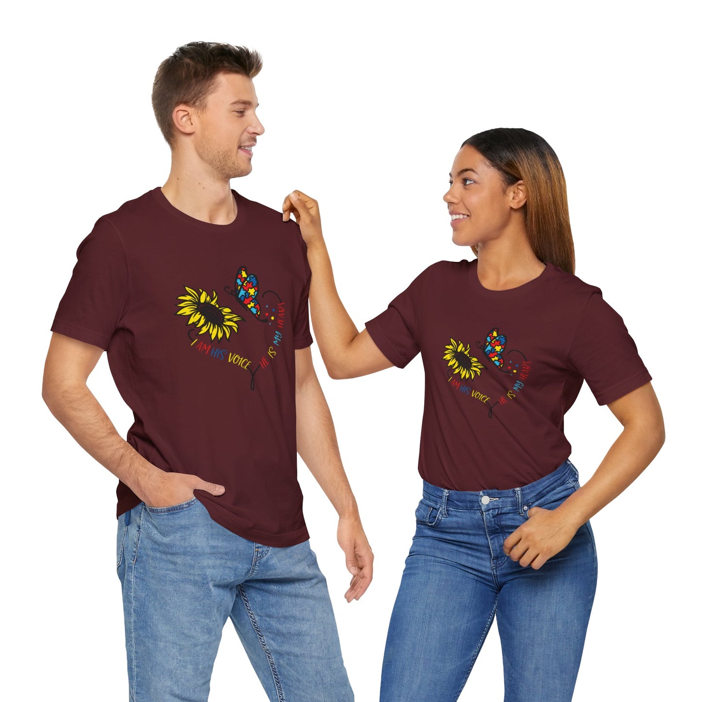 I Am His Voice, He Is My Heart Autism Shirt, Jersey Short Sleeve Tee