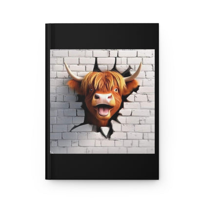 Highland Cow Breaking Through The Wall, Hardcover Journal Matte