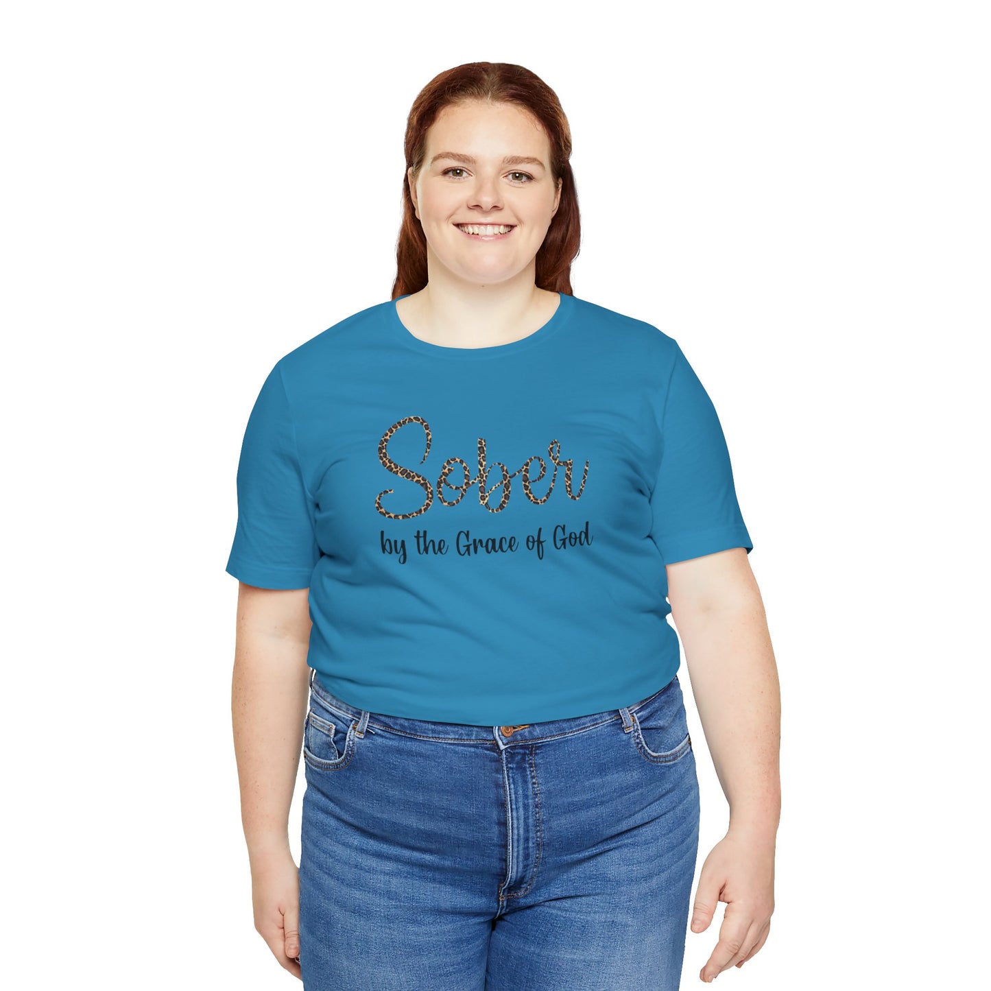 Sober By The Grace of God. Jersey Short Sleeve Tee