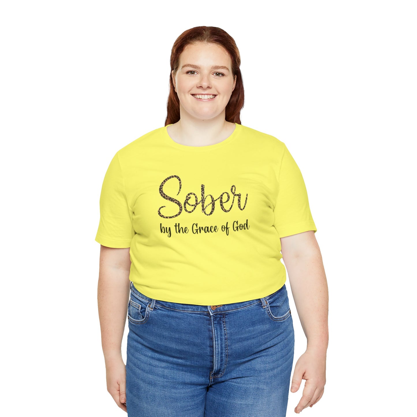 Sober By The Grace of God. Jersey Short Sleeve Tee