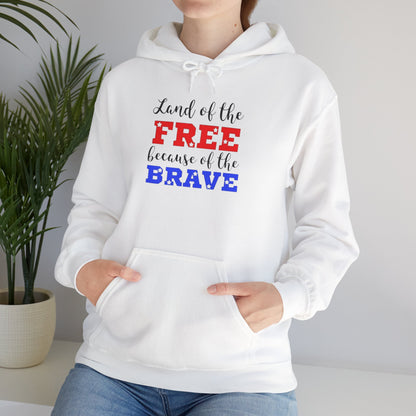 Land of The Free Because of the Brave hoodie, Heavy Blend™ Hooded Sweatshirt