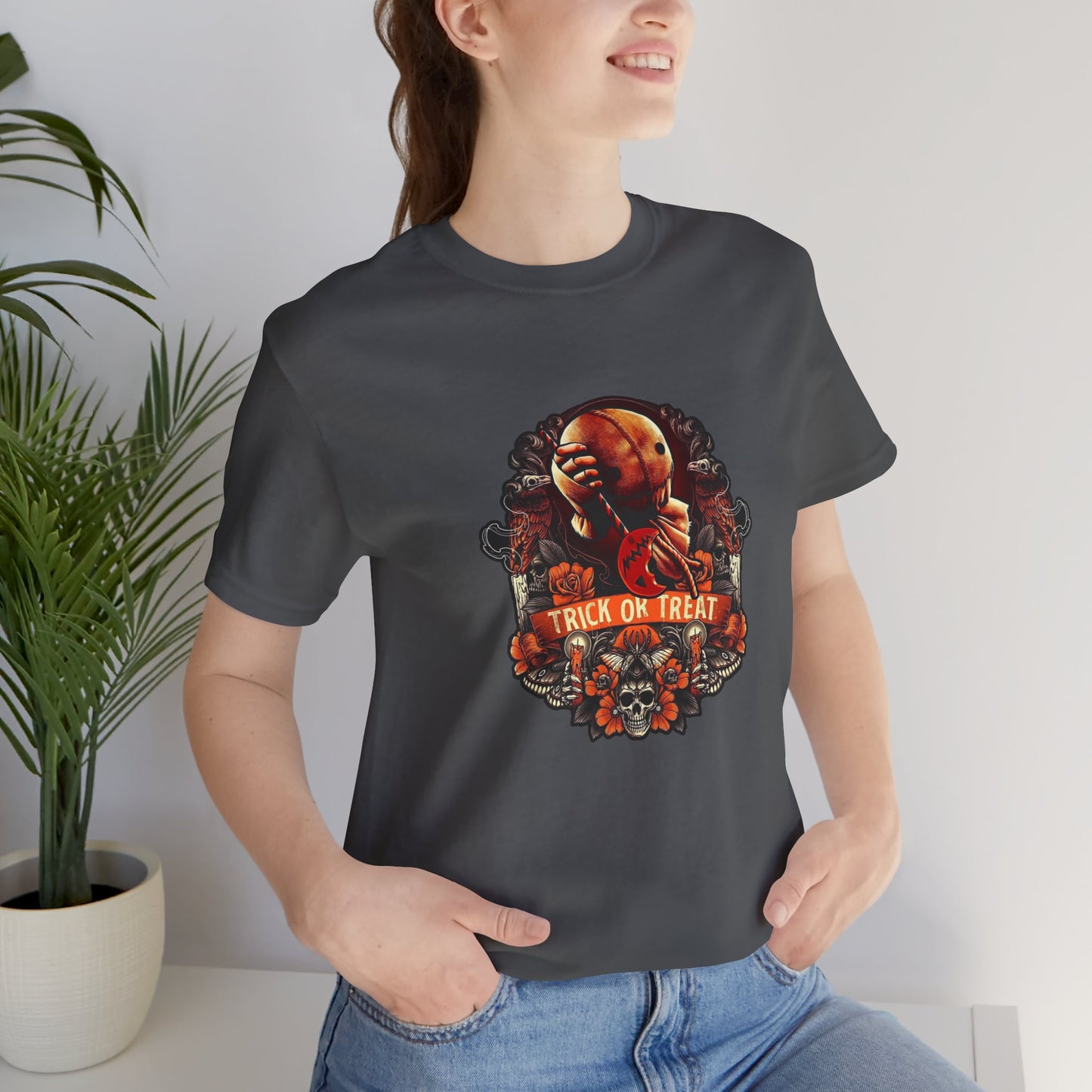 Halloween Trick or Treat T-Shirt, Unisex Jersey Short Sleeve Tee