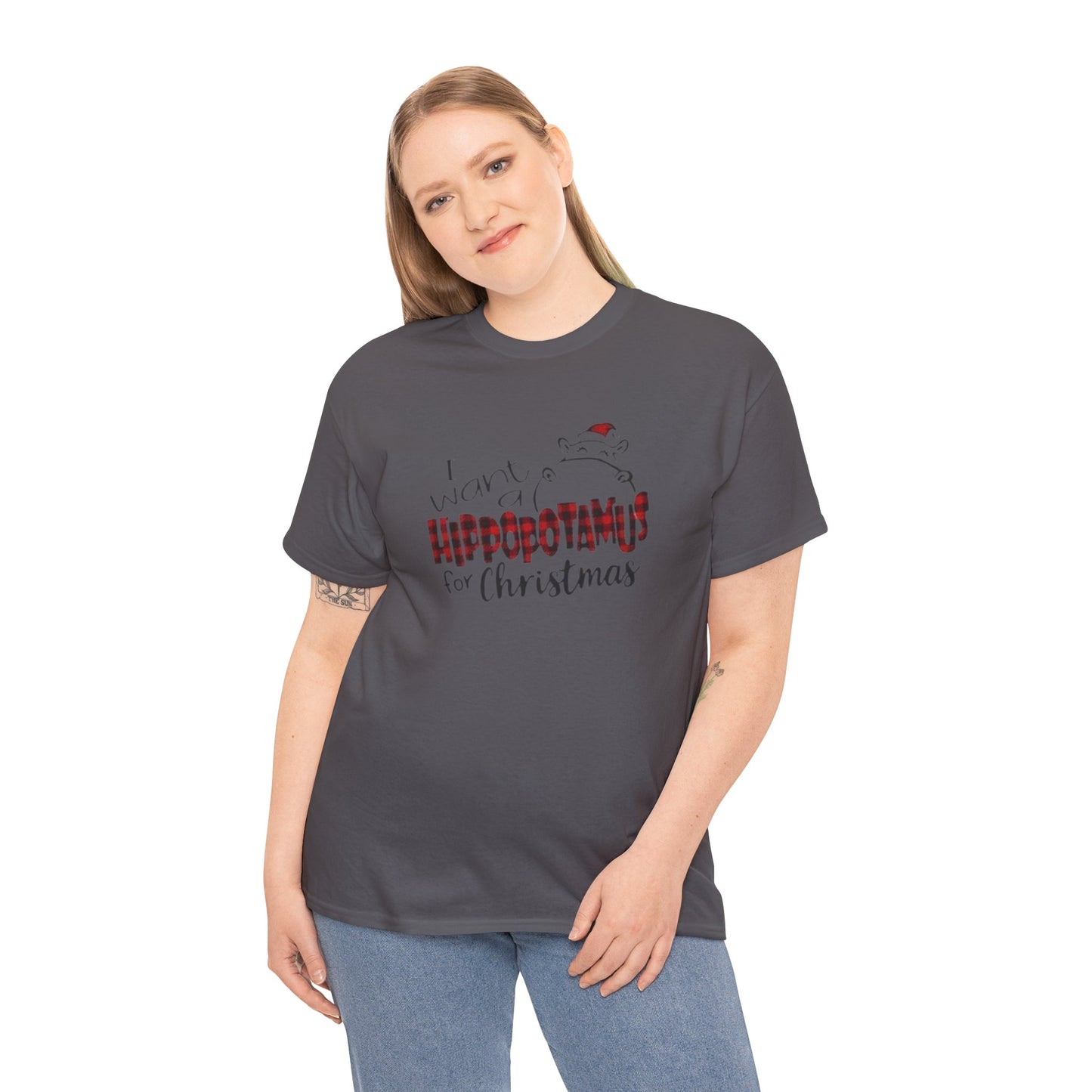 I Want a Hippopotamus for Christmas Heavy Cotton Tee