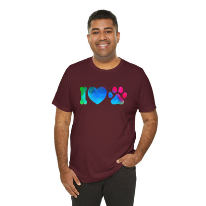 I love Paws,Jersey Short Sleeve Tee