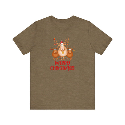 Merry Christmas Deer, Jersey Short Sleeve Tee