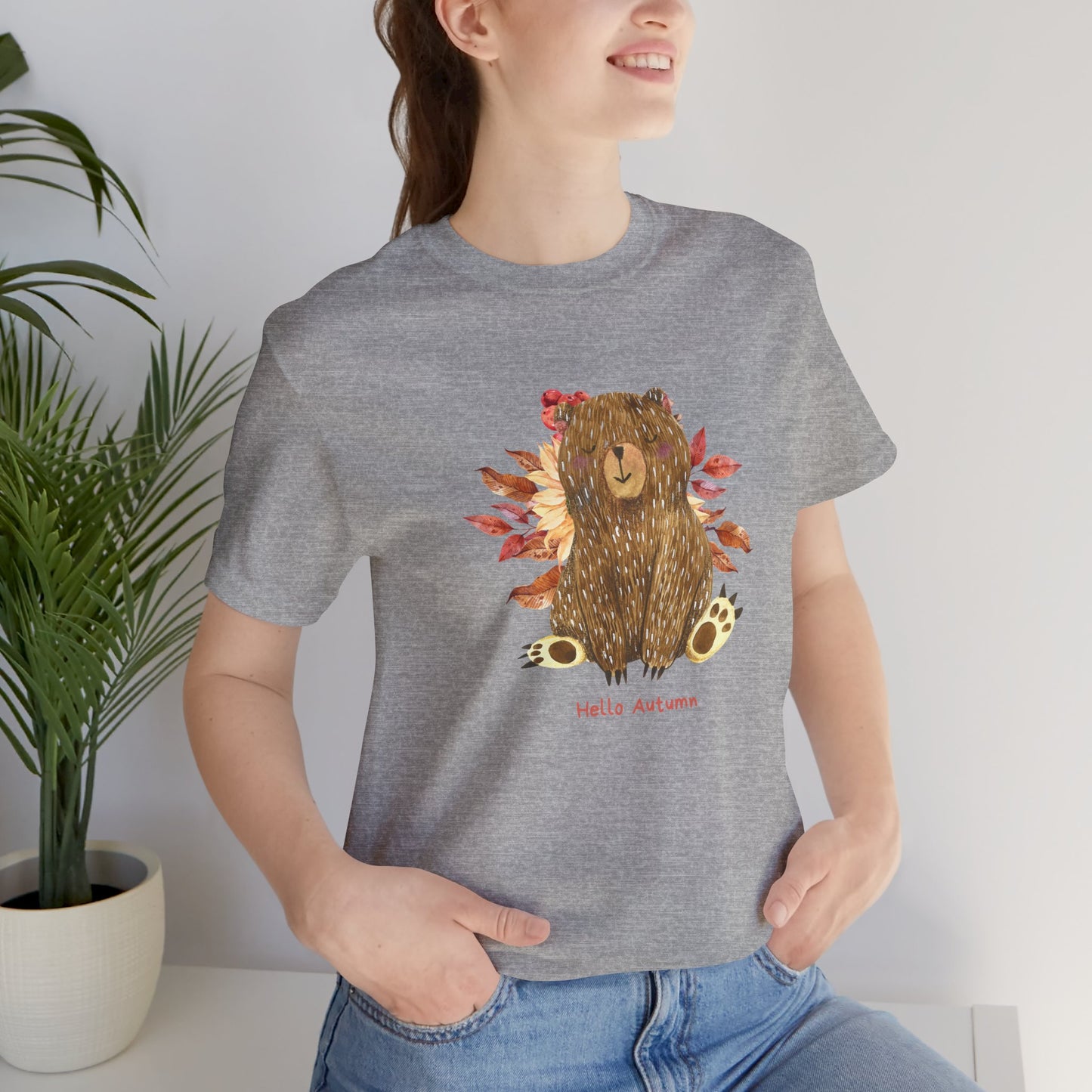 Hello Autumn Bear Jersey Short Sleeve Tee