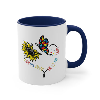 I Am His Voice, He Is My Heart,  Accent Coffee Mug, 11oz