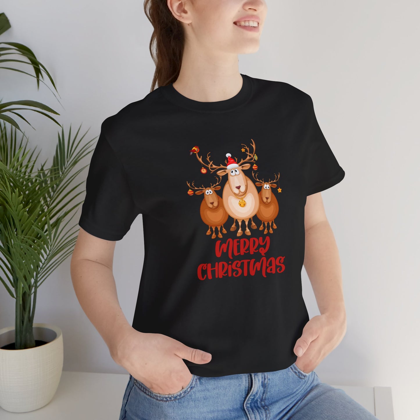 Merry Christmas Deer, Jersey Short Sleeve Tee