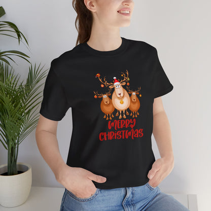 Merry Christmas Deer, Jersey Short Sleeve Tee