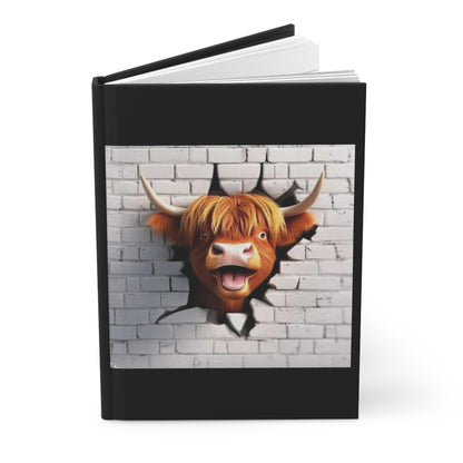 Highland Cow Breaking Through The Wall, Hardcover Journal Matte