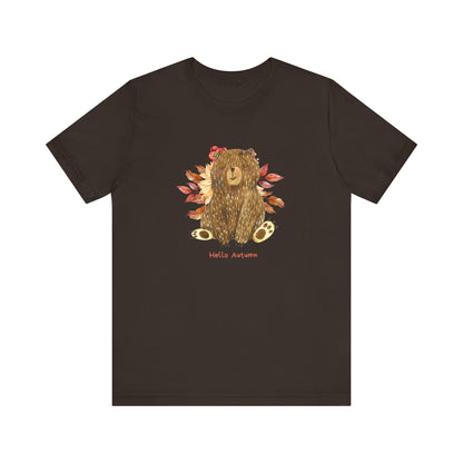 Hello Autumn Bear Jersey Short Sleeve Tee