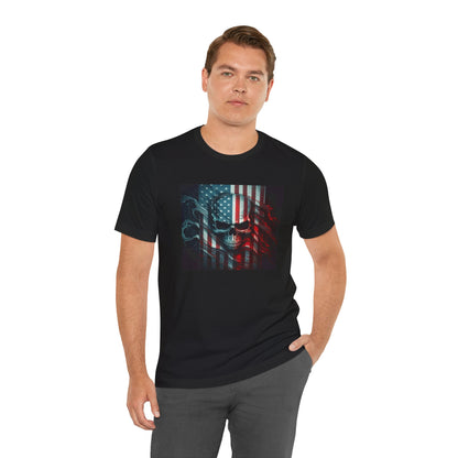 Skull With American Flag, Jersey Short Sleeve Tee