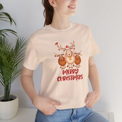 Merry Christmas Deer, Jersey Short Sleeve Tee