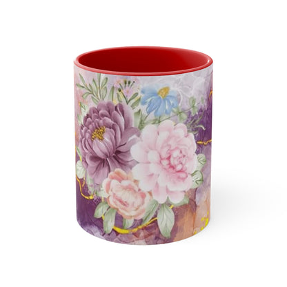 Purple and Pink Electric Flowers, Accent Coffee Mug, 11oz