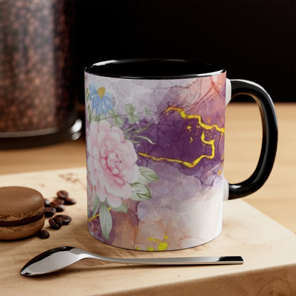 Purple and Pink Electric Flowers, Accent Coffee Mug, 11oz