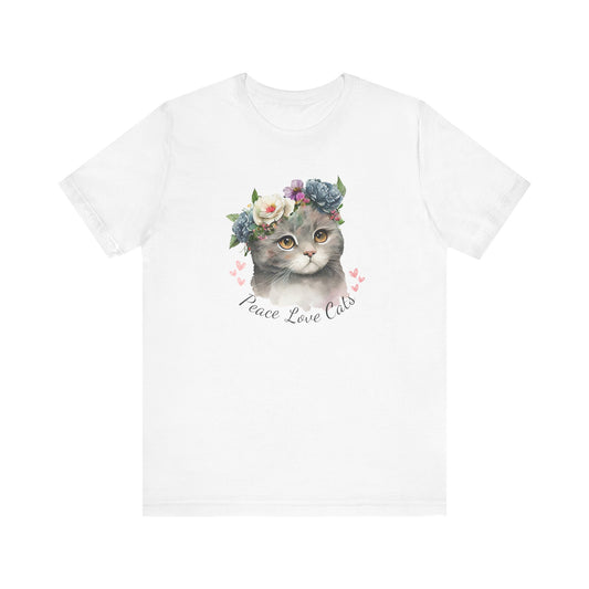 Peace, Love, Cats, Jersey Short Sleeve Tee