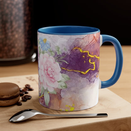 Purple and Pink Electric Flowers, Accent Coffee Mug, 11oz