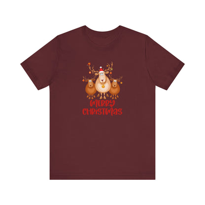Merry Christmas Deer, Jersey Short Sleeve Tee
