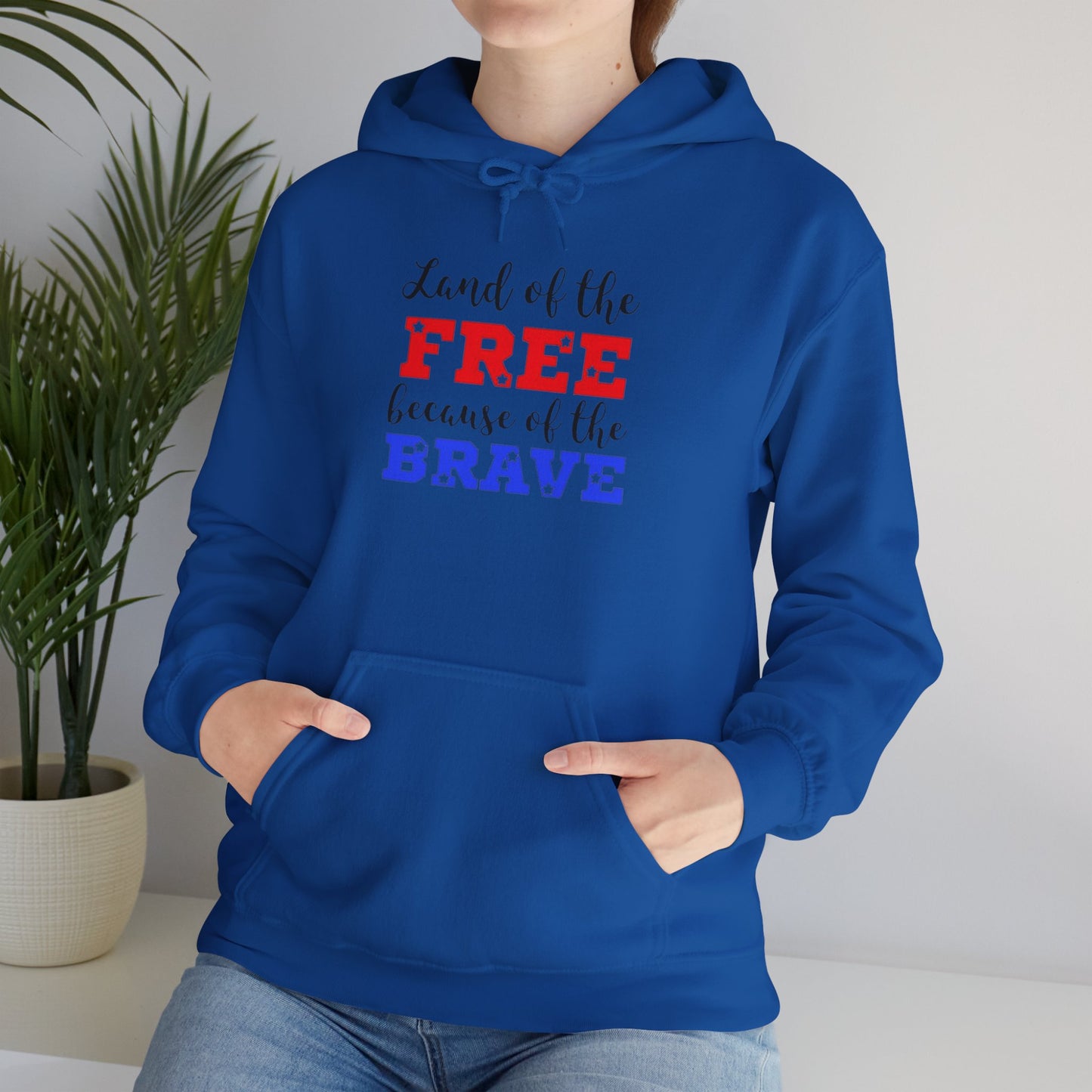 Land of The Free Because of the Brave hoodie, Heavy Blend™ Hooded Sweatshirt