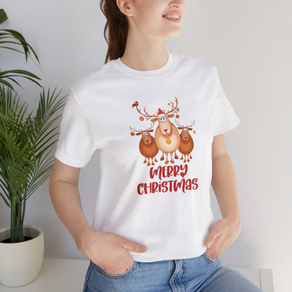 Merry Christmas Deer, Jersey Short Sleeve Tee