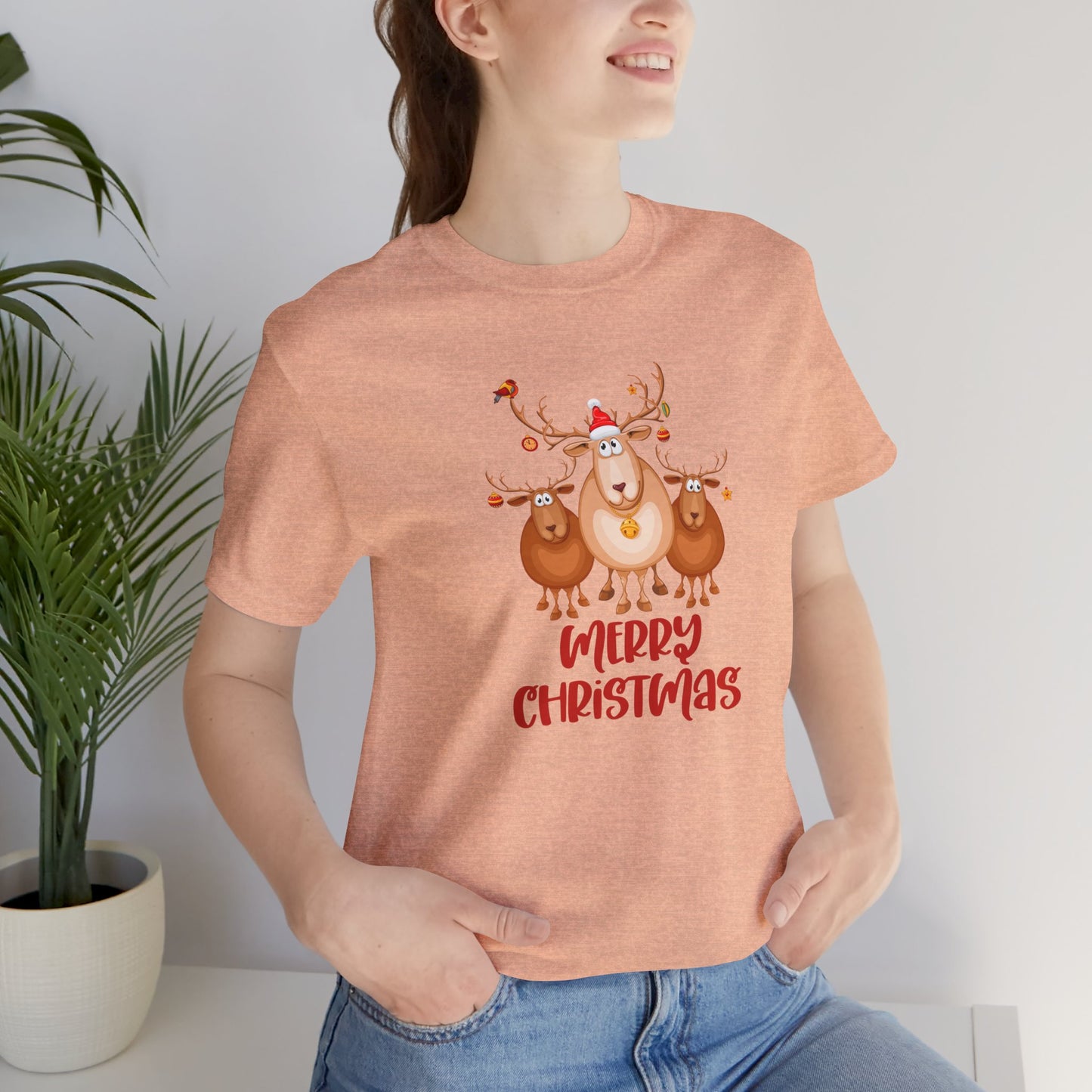 Merry Christmas Deer, Jersey Short Sleeve Tee