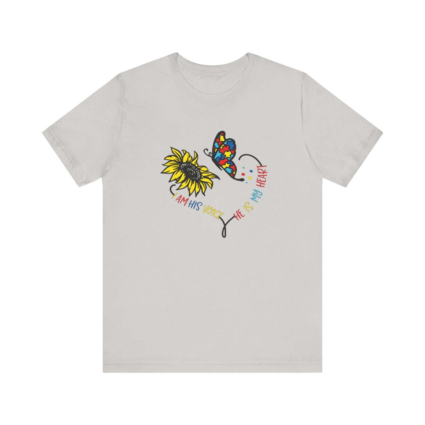 I Am His Voice, He Is My Heart Autism Shirt, Jersey Short Sleeve Tee