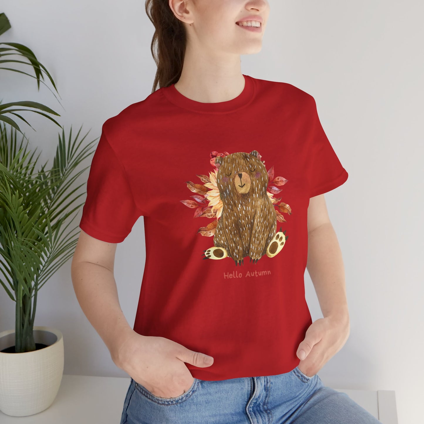 Hello Autumn Bear Jersey Short Sleeve Tee