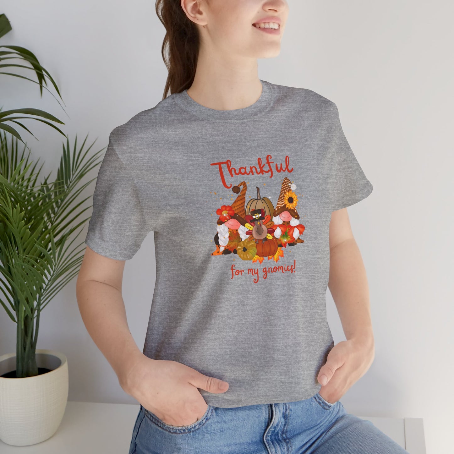 Thankful For My Gnomies, Jersey Short Sleeve Tee