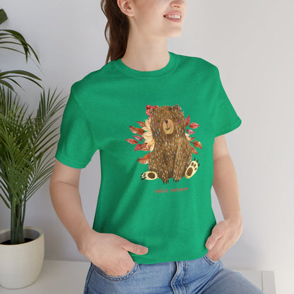 Hello Autumn Bear Jersey Short Sleeve Tee