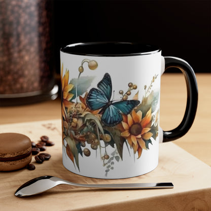 Butterflies and Sunflowers, Accent Coffee Mug, 11oz