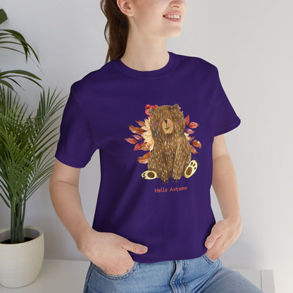 Hello Autumn Bear Jersey Short Sleeve Tee