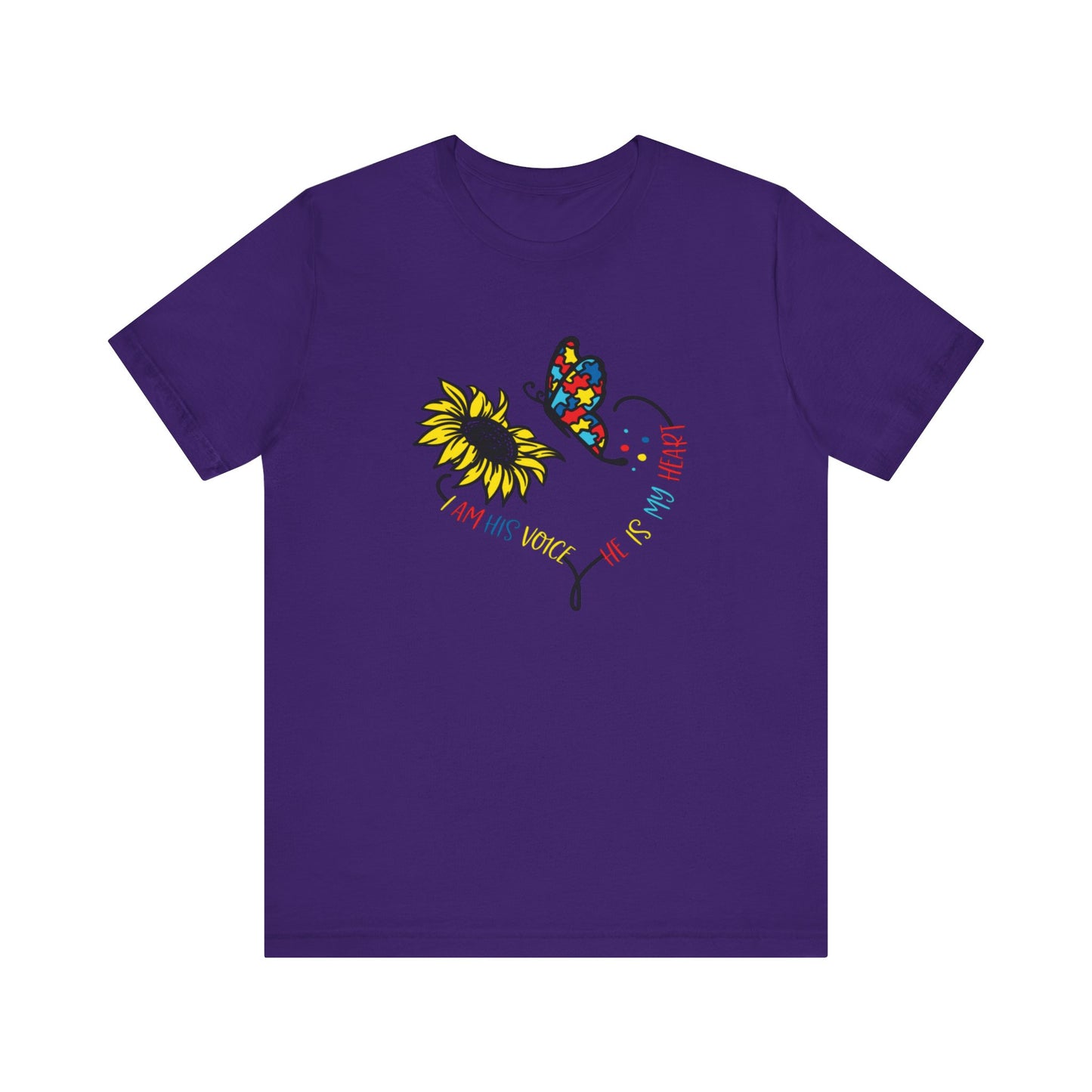 I Am His Voice, He Is My Heart Autism Shirt, Jersey Short Sleeve Tee