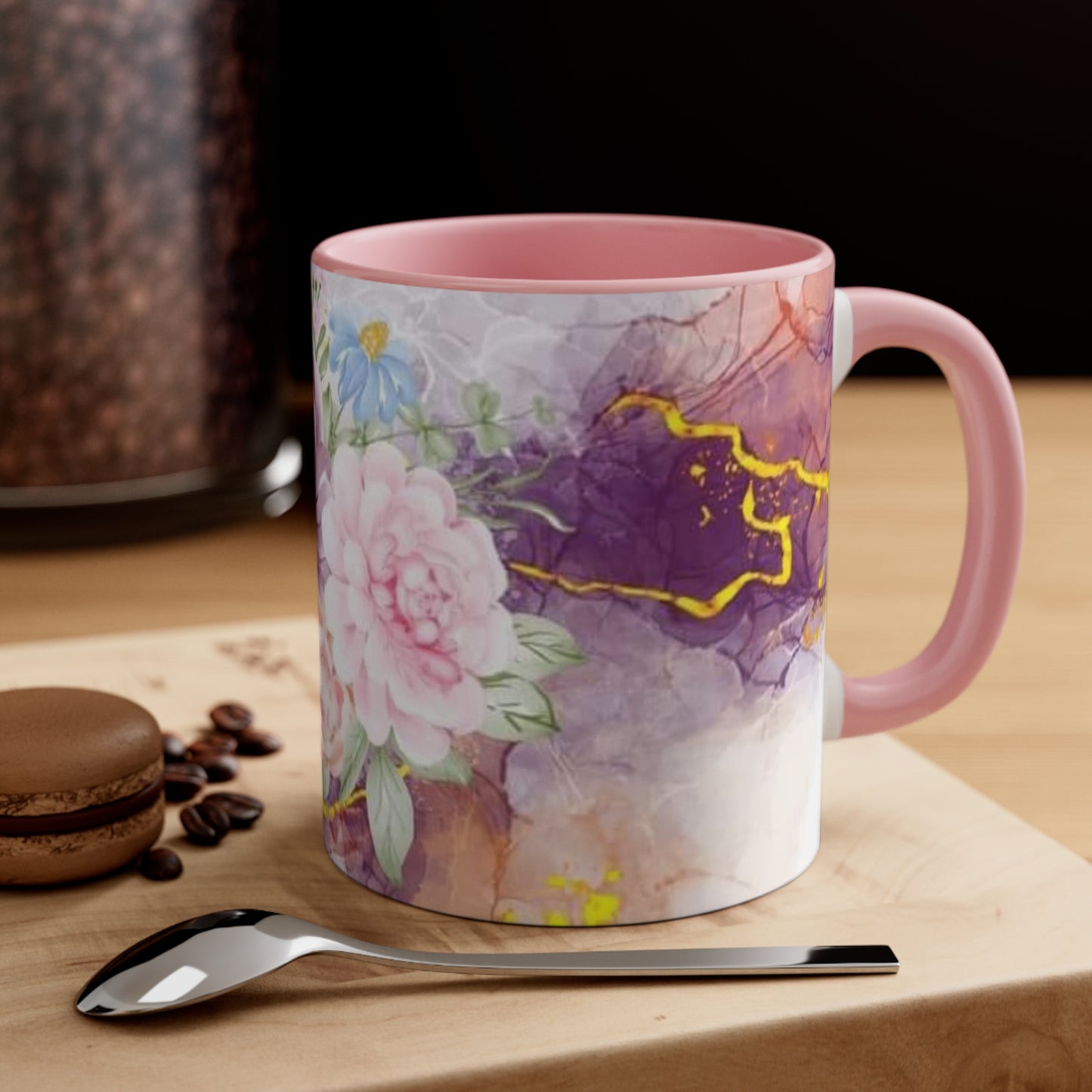 Purple and Pink Electric Flowers, Accent Coffee Mug, 11oz