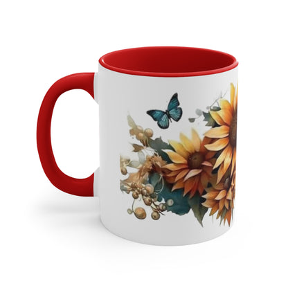 Butterflies and Sunflowers, Accent Coffee Mug, 11oz
