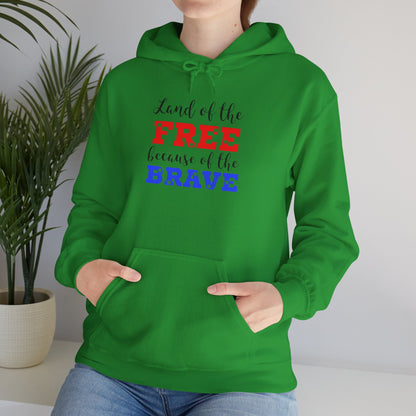 Land of The Free Because of the Brave hoodie, Heavy Blend™ Hooded Sweatshirt