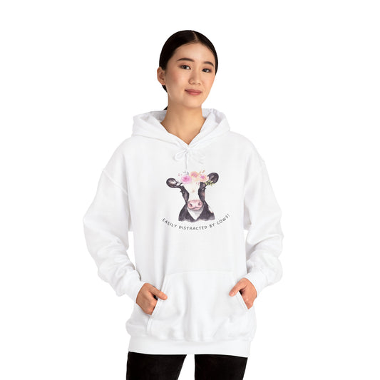 Easily Distracted By Cows Hoodie,  Heavy Blend™ Hooded Sweatshirt