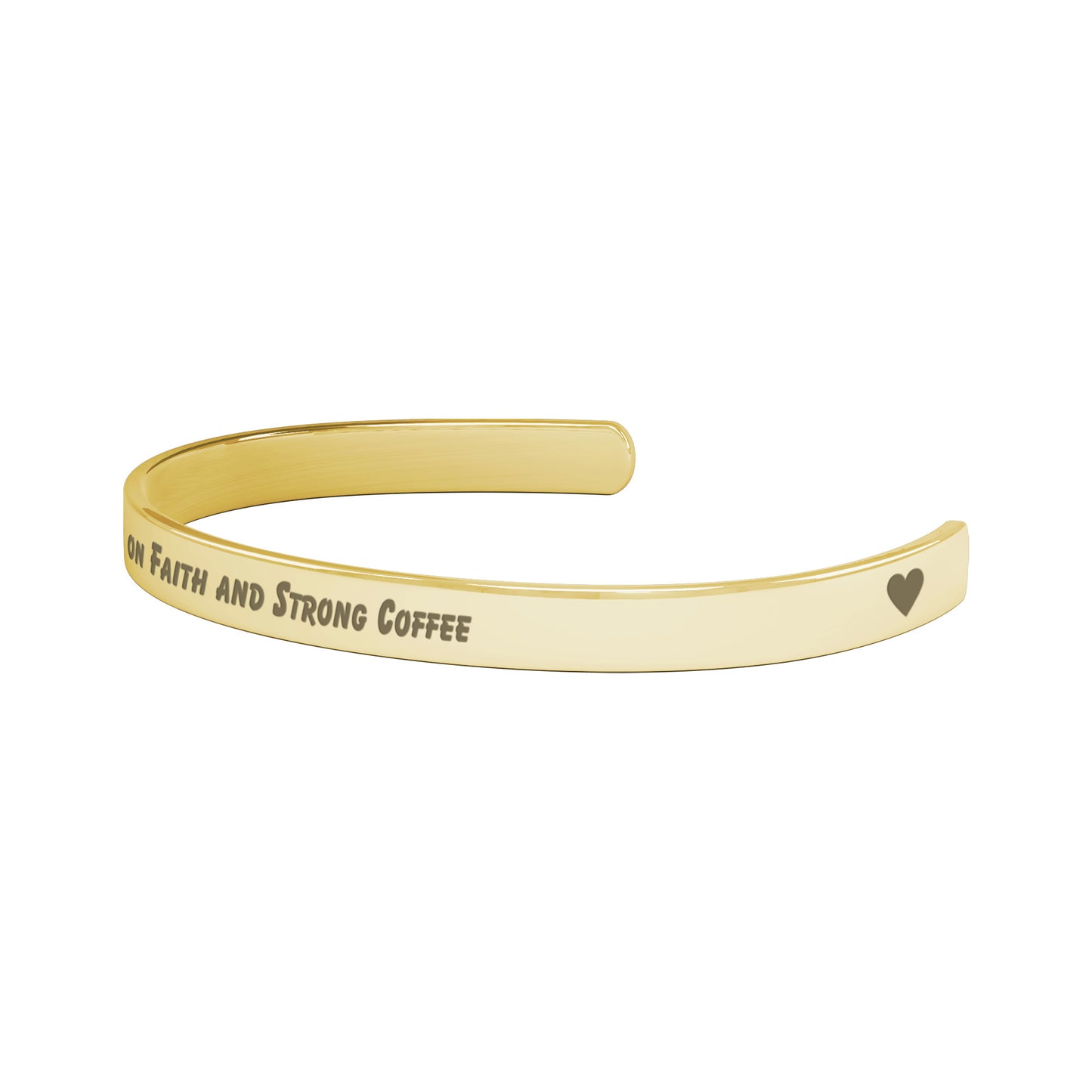 I Run On Faith and Strong Coffee Cuff Bracelet
